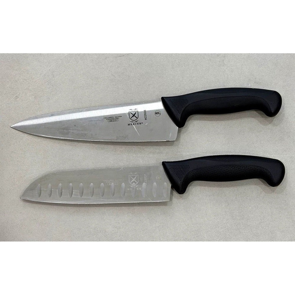 Mercer 2-Pc Chef & Granton Edge Santoku Knife Set 8in/7in M22608 M22707
